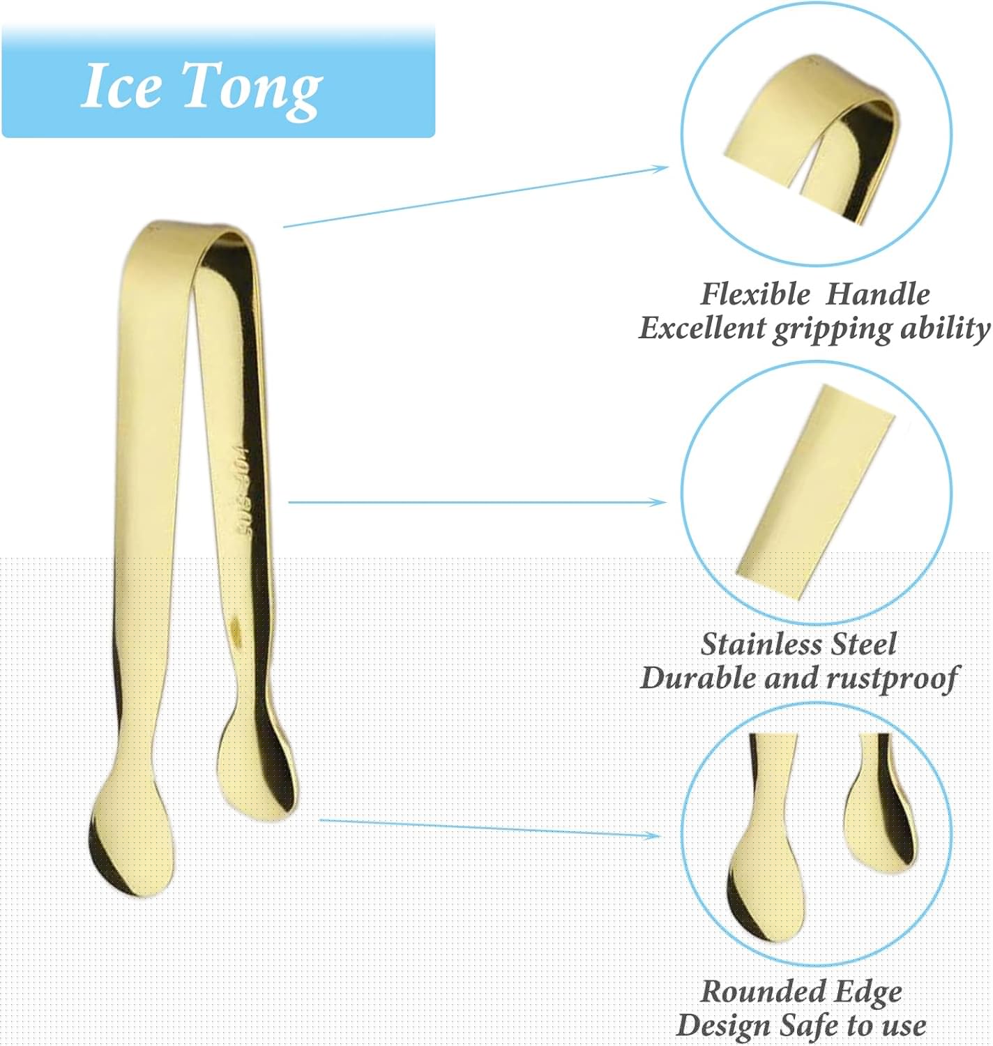 6PCS Ice Tongs Mini Sugar Tongs 4.25Inch Stainless Steel Kitchen Utensils Set,Small Serving Tong and Tiny Kitchen Tong for Appetizers,Tea Party, Coffee Bar, Desserts by Sunenlyst (Silver)