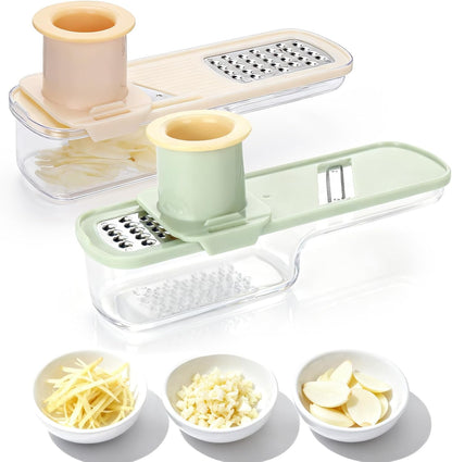 Palksky Garlic Mandolines Slicer Super Thin, 3 in 1 Multifunctional Garlics Grinder with Shredder Grinder Slicer, Portable Garlic Chopper, Kitchen Gadgets 1PCS