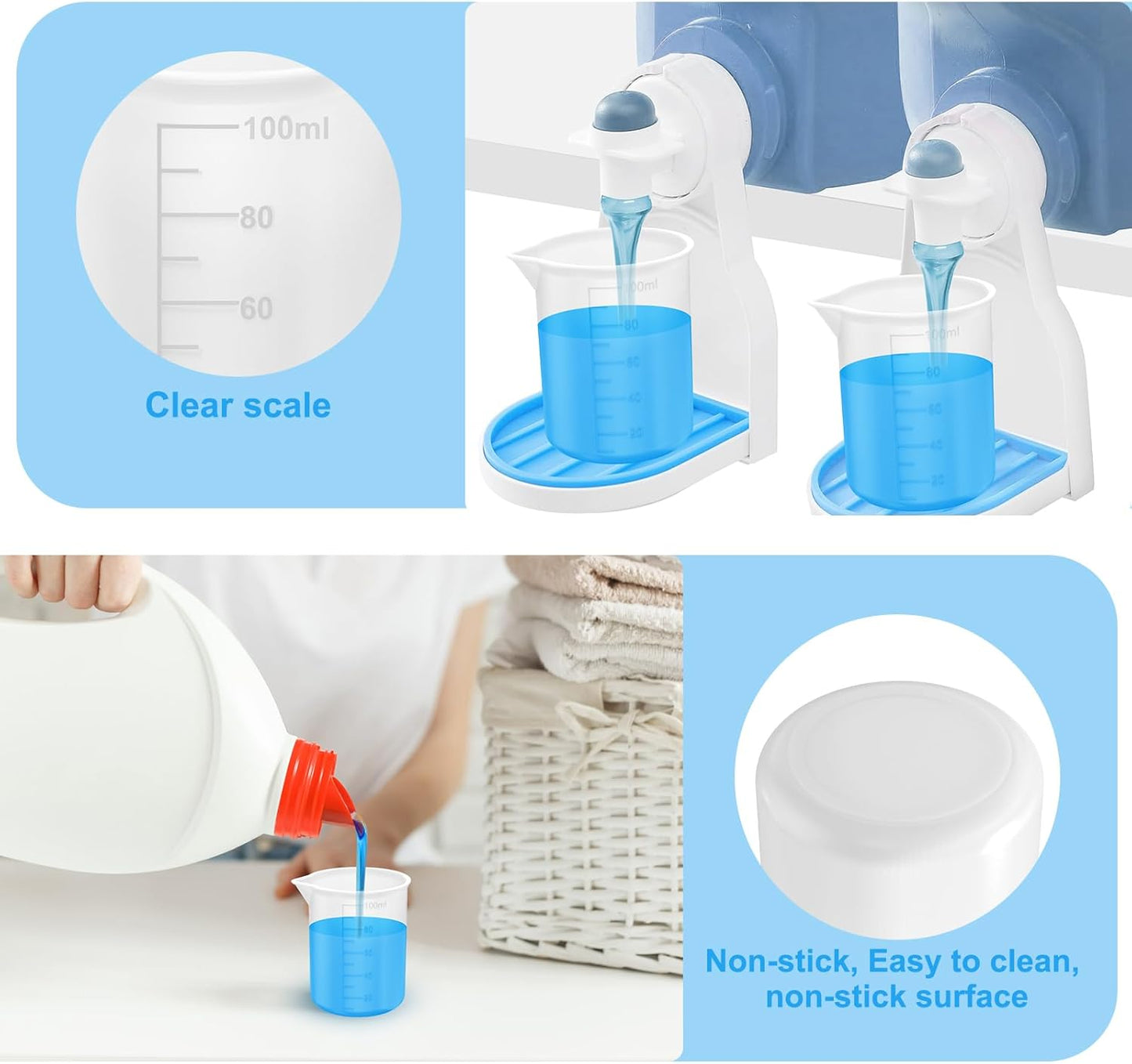 4pcs Laundry Detergent Cup,Laundry Detergent Measuring Cup,Laundry Measuring Cup,Washable Detergent Cup for Liquid Detergent,Silicone Laundry Measuring Cup,No More Mess or Leaks,for Laundry Room