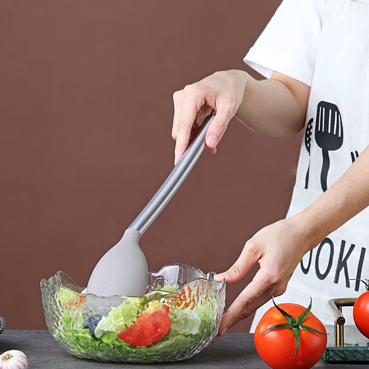 Berglander Skimmer, Non-stick Silicone Strainer, Kitchen Cooking Skimmers For Non-Stick Cookware, Dishwasher Safe, Easy to Clean