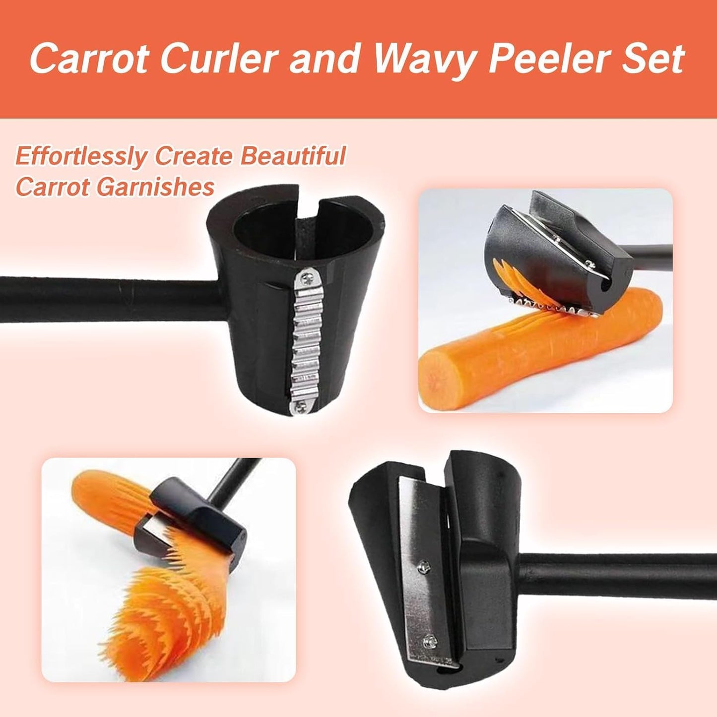 1 PCS Carrot Cutter Tool Curler Peeler Spiral Black Fruits Slicer and Vegetable Decoration Tools for Chef Garnishing Tool Set with Sharpener Spiral Shred Slicer for Carrots Cucumbers and More