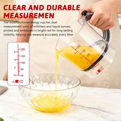 4-in-1 Adjustable Measuring Cup for Liquids & Dry Ingredients - Multi Cup Converter with Scraper Base, Dishwasher Safe, Dual Metric & Ounce Scale, Space-Saving Kitchen Tool for Baking Cooking