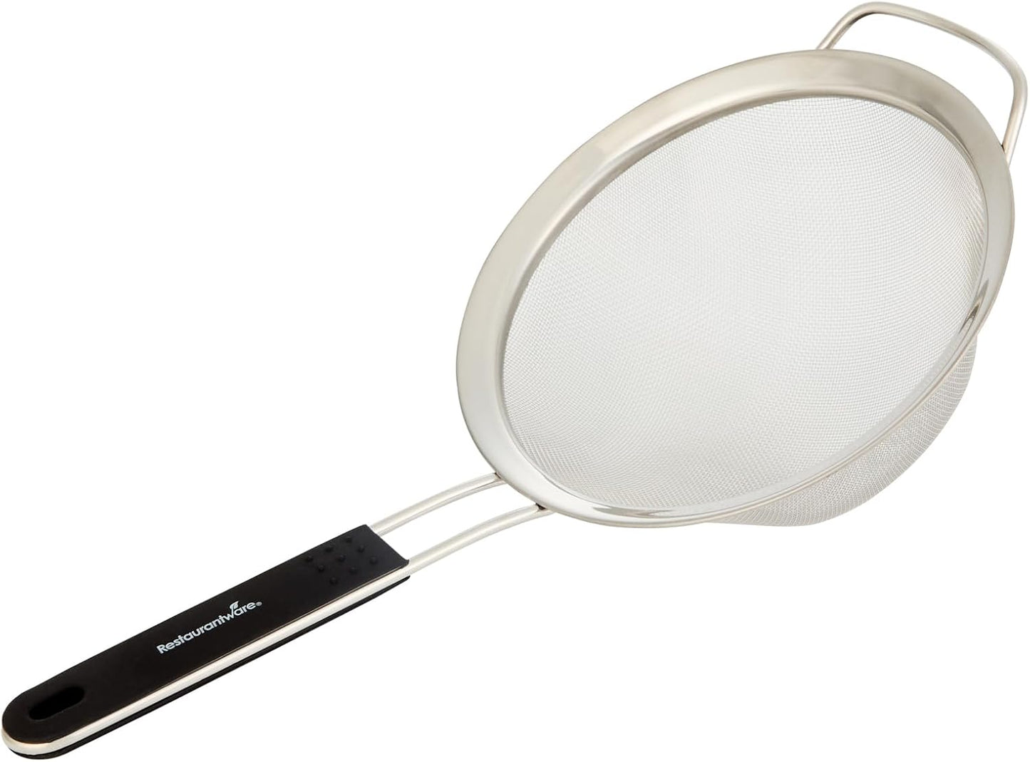 Restaurantware Fine Mesh Strainer Set of 3 Different Sizes with Silicone Handle Stainless Steel Extra Fine Mesh Strainer Heat-Resistant Handle Dishwasher-Safe for Rice, Quinoa, Pasta