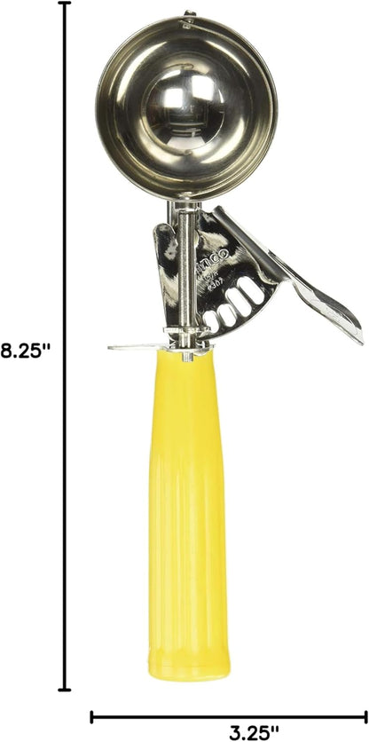 Winco No.20 Ice Cream Disher with Plastic Handle, Size 20, 2 oz capacity, Yellow, Stainess Steel