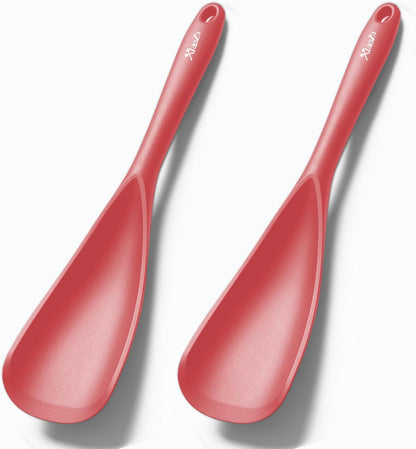 Silicone Spatula Spoon, Great for Both Cooking and Serving Durable BPA-Free Matte Black Silicone, Seamless Design, Safe for Nonstick Cooking Surfaces, 2-Pcs, Gray