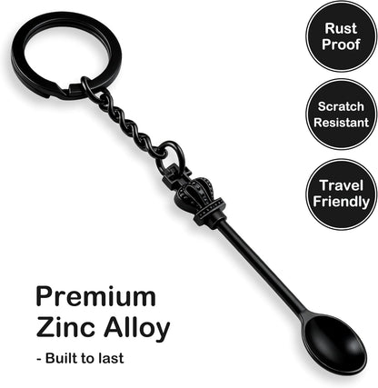 8 Pack Small Measuring Tools Spoon Keychain with Split Key Rings, Metal Mini Powder Spoons for Medicine, Pill Bottle, Craft, Partty (Multicolor, Tiny)