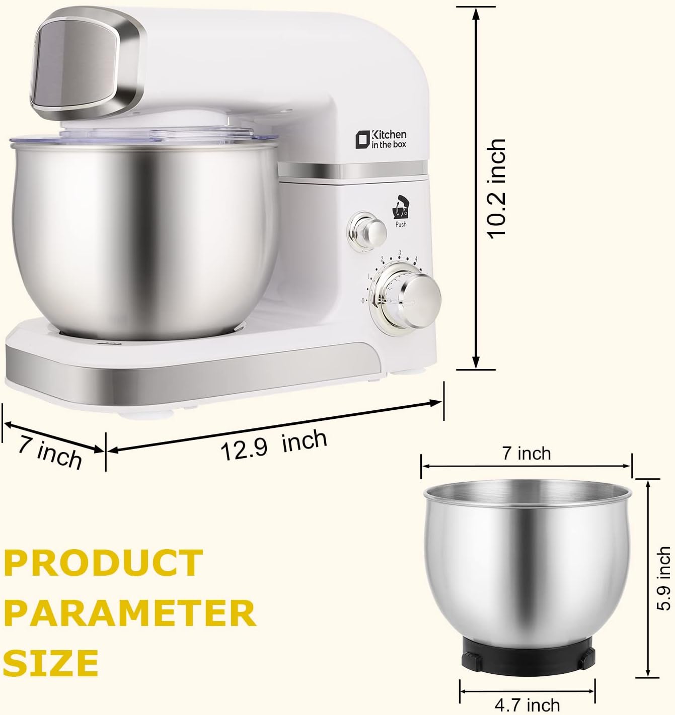 Kitchen in the box Stand Mixer,3.2Qt Small Electric Food Mixer,6 Speeds Portable Lightweight Kitchen Mixer for Daily Use with Egg Whisk,Dough Hook,Flat Beater (Black)