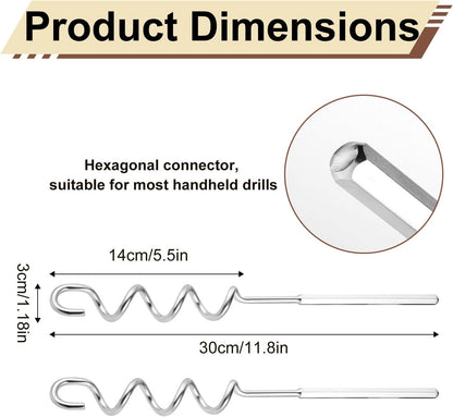 Meat Grinder & Egg Beater Drill Attachment, 304 Stainless Steel Mixer Tool for Standard Electric Drills for Ground Meat Patties Dough Cream & Batters (Silver)