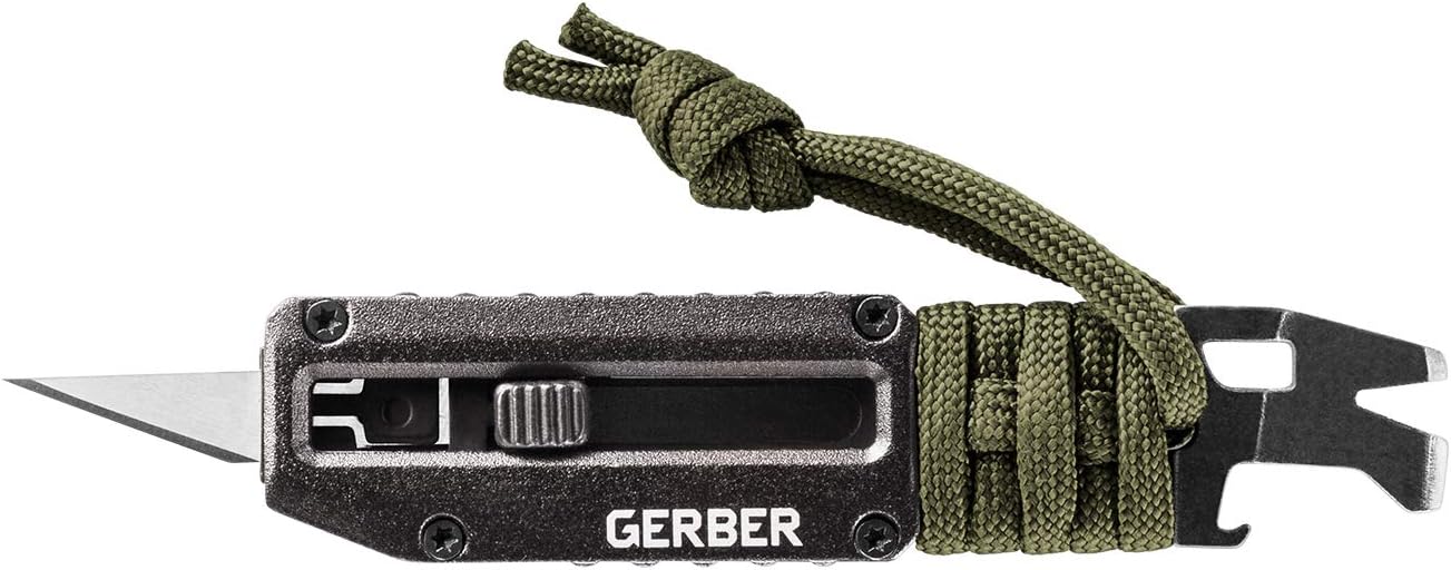 Gerber Gear Prybrid Utility Knife with Pocket Clip, Box Cutter Retractable Blade, Heavy Duty Utility Razor with Pry Bar, Bottle Opener, and Wire Stripper, Multi tool Pocket Knife, Blue with Clip