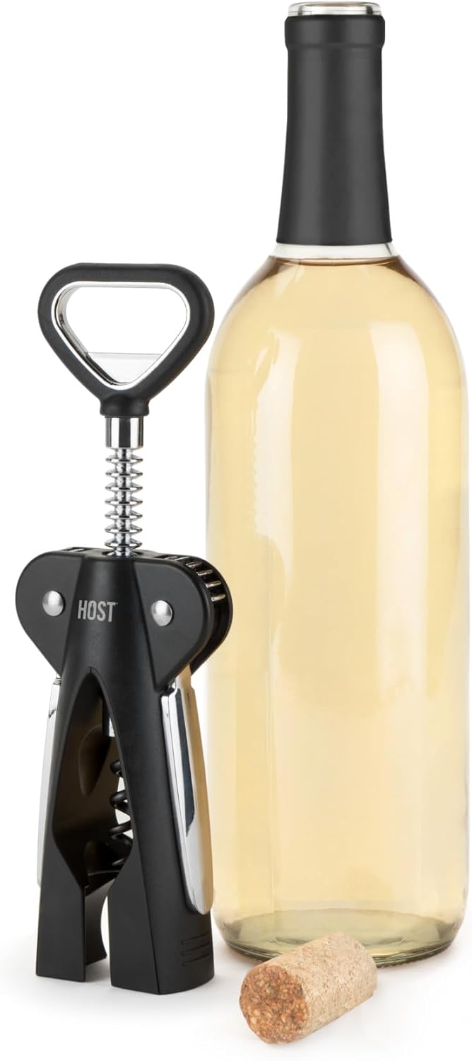 HOST Winged Corkscrew, Non-Stick Worm And Bottle Opener, 2-Blade Foil Cutter
