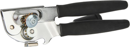 Restaurantware Stainless Steel Magnetic Manual Can Opener - German Standard Red Crank Can Opener with Magnet, Ergonomic Handles, Non-Slip - Heavy-Duty Hand Can Opener, Easy Turn, Sharp Blade