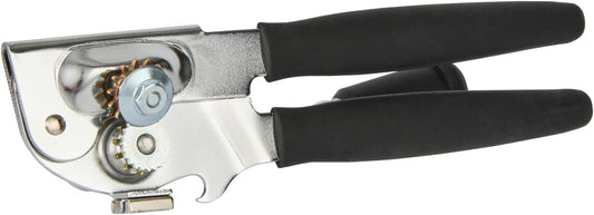 Restaurantware Stainless Steel Magnetic Manual Can Opener - German Standard Red Crank Can Opener with Magnet, Ergonomic Handles, Non-Slip - Heavy-Duty Hand Can Opener, Easy Turn, Sharp Blade