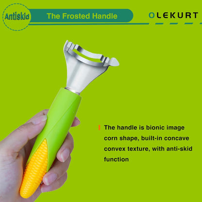 Corn Shaped Corn Stripper, Corn Peeler for Corn on the Cob Remover Tool, Corn Thresher with Good Grips (Green-yellow)…