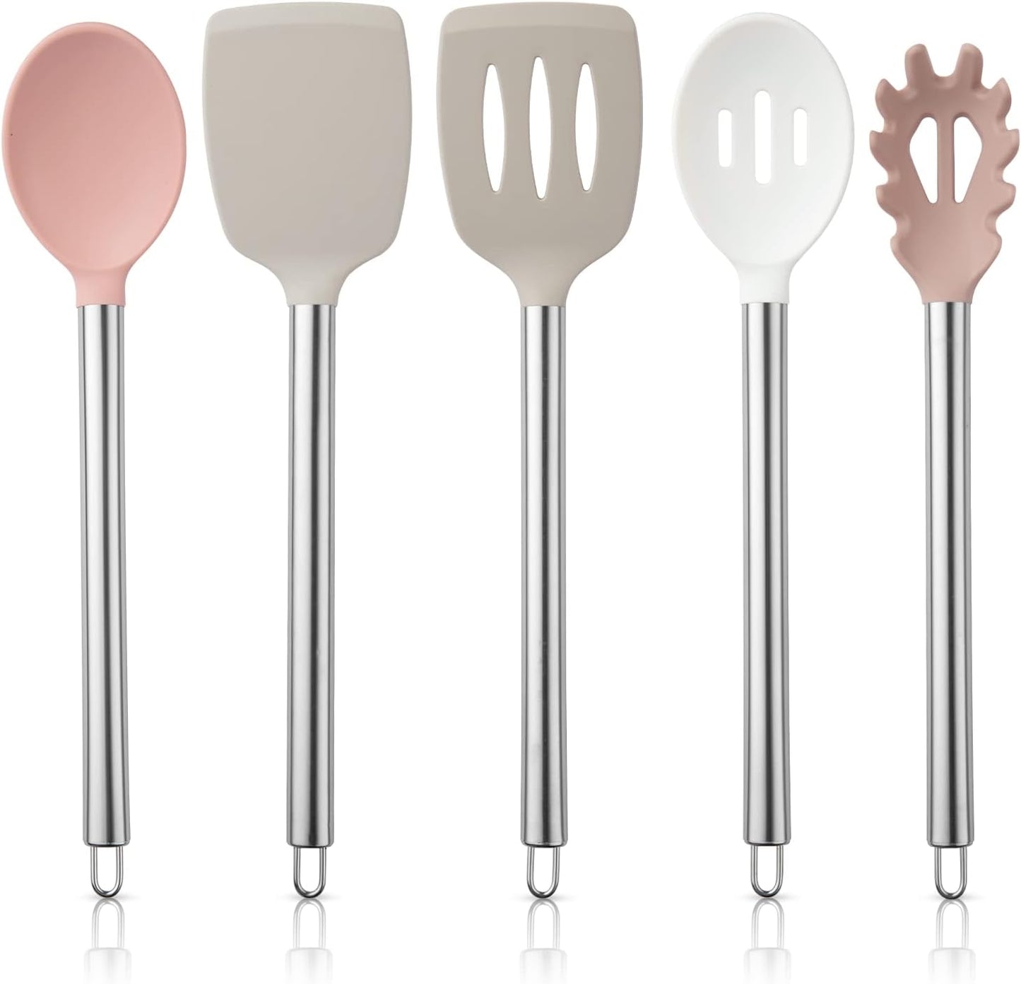 COOK WITH COLOR Silicone Cooking Utensils, Kitchen Utensil Set, Easy to Clean Silicone Kitchen Utensils, Cooking Utensils for Nonstick Cookware, Kitchen Gadgets Set, 10 Pieces, Green