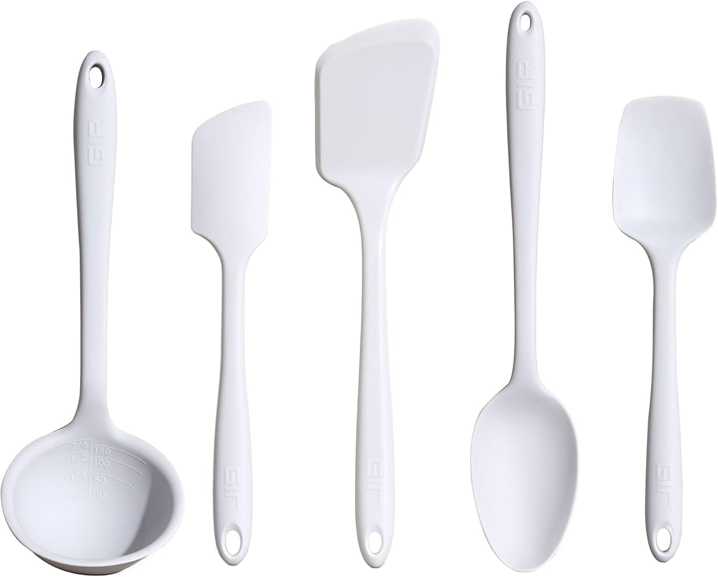 GIR: Get It Right 5-Piece Silicone Ultimate Kitchen Utensils Set - Ladle, Spatula, Flip, Spoon & Spoonula - Non-Toxic Cooking Utensils for Nonstick Cookware, Cooking and Baking - Black