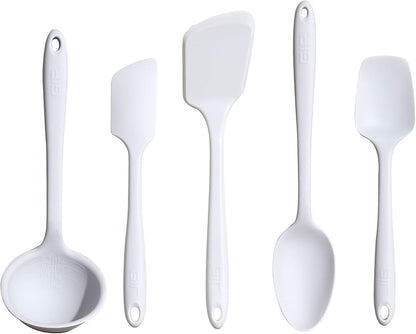 GIR: Get It Right 5-Piece Silicone Ultimate Kitchen Utensils Set - Ladle, Spatula, Flip, Spoon & Spoonula - Non-Toxic Cooking Utensils for Nonstick Cookware, Cooking and Baking - Black