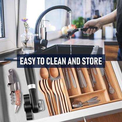 Side Cut Can Opener Smooth Edge, Safety Can Opener with Durable Sharp Blade, Big & Soft Turn Knob & Comfortable Non-Slip Handle, Black