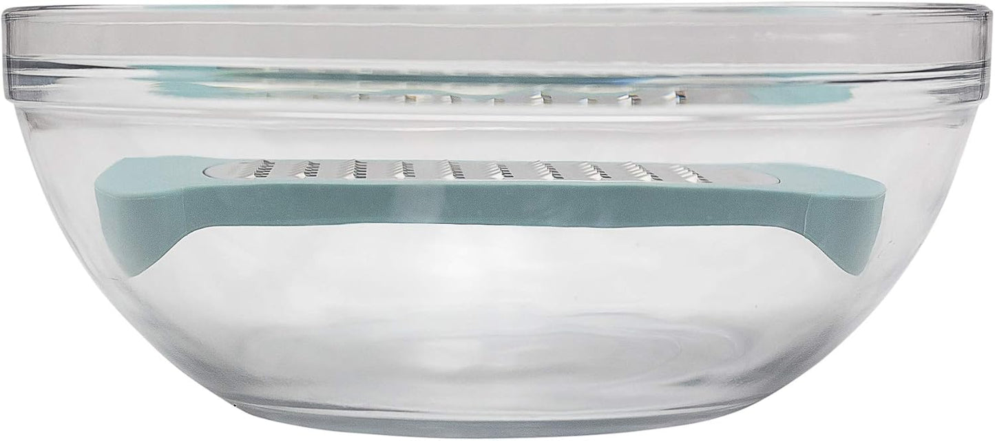 Microplane Mixing Bowl Grater - Extra Coarse Grater for Cauliflower Rice - Purist Blue