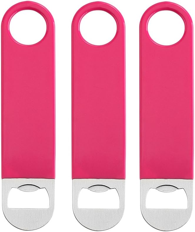 3 Pack 7" Heavy Duty Flat Bottle Opener, Pink