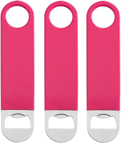 3 Pack 7" Heavy Duty Flat Bottle Opener, Pink