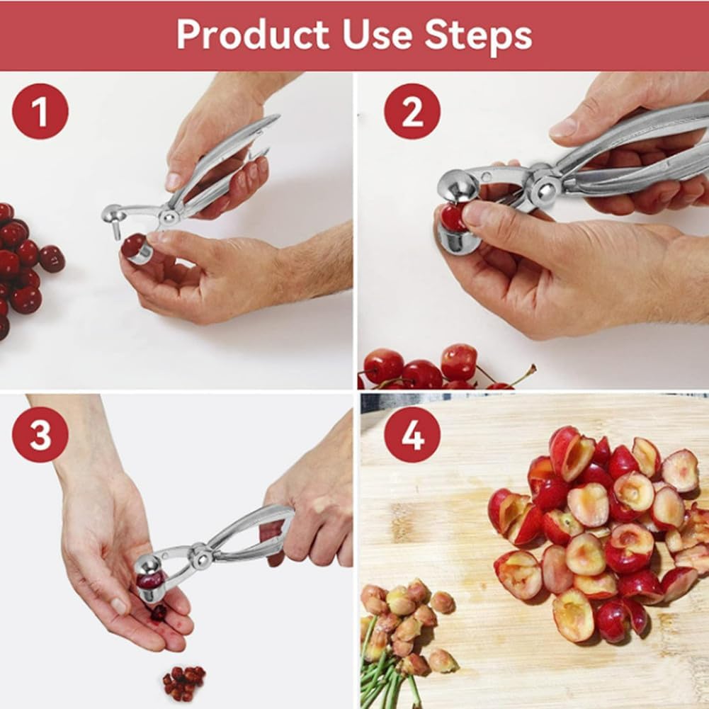 Cherry Pitter, Cherry Seed Remover Pitter Aluminum Alloy Olive Core Remover Tool Kitchen Utensils Portable Cherry Pitter Tool Kitchen aid with Space Saving Design