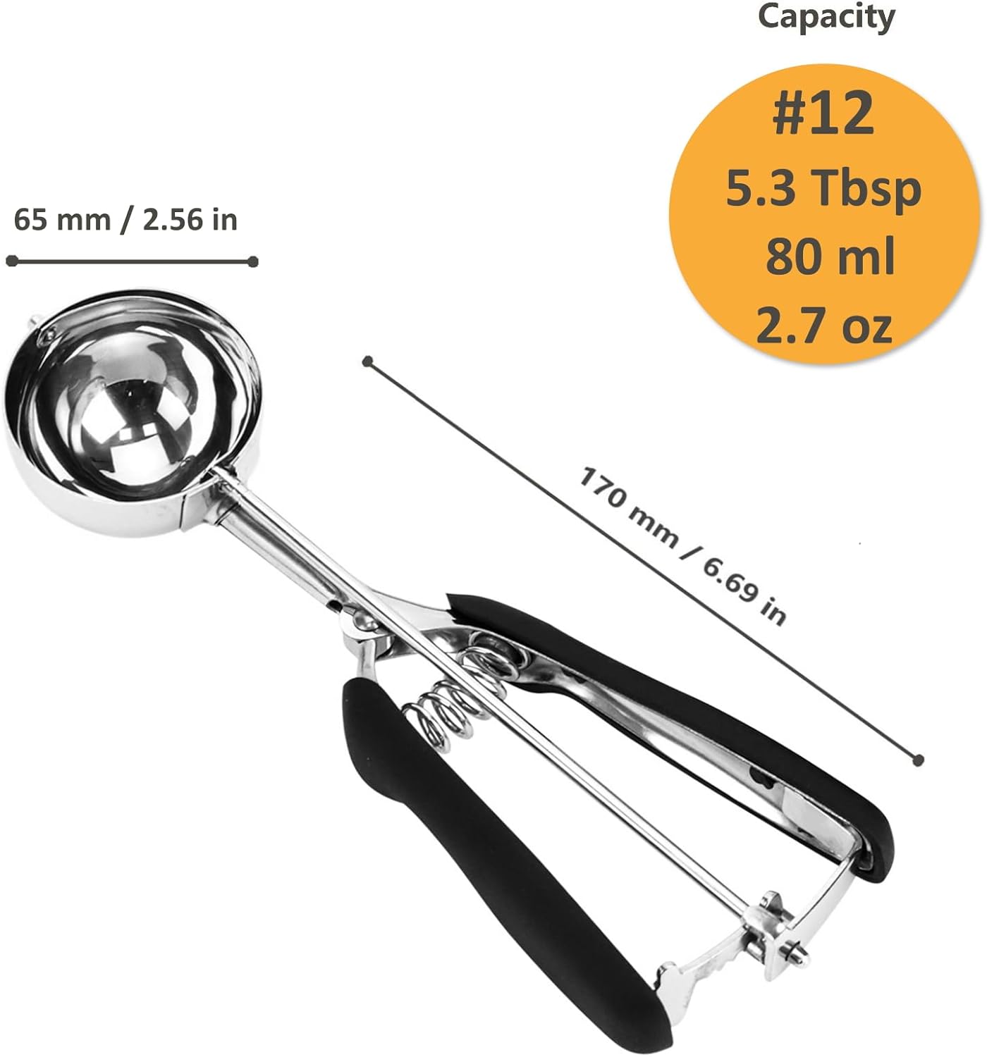Cookie Scoop, Ice Cream Scoop, 1Tbsp/15 ml/0.5oz Cookie Scoops for Baking, 18/8 Stainless Steel Cookie Scooper for Baking, Ice Cream Scooper with Trigger Release, Cookie Dough Scoop with Non-slip Grip