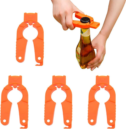 4 PACK Multifunctional Kitchen Bottle Opener Adjustable Easy Grip Bottle Jar Opener Orange Can Opener Use for Elderly Weak Hands and Arthritic