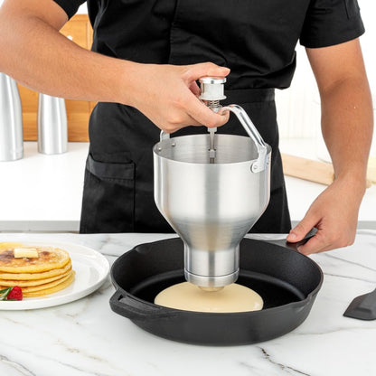 Restaurantware Met Lux 88 Ounce Waffle Batter Dispenser 1 Durable Pancake Dropper - Easy To Use With Portion Control Dial Settings Aluminum Cupcake Batter Dispenser Make Crepes or Biscuits