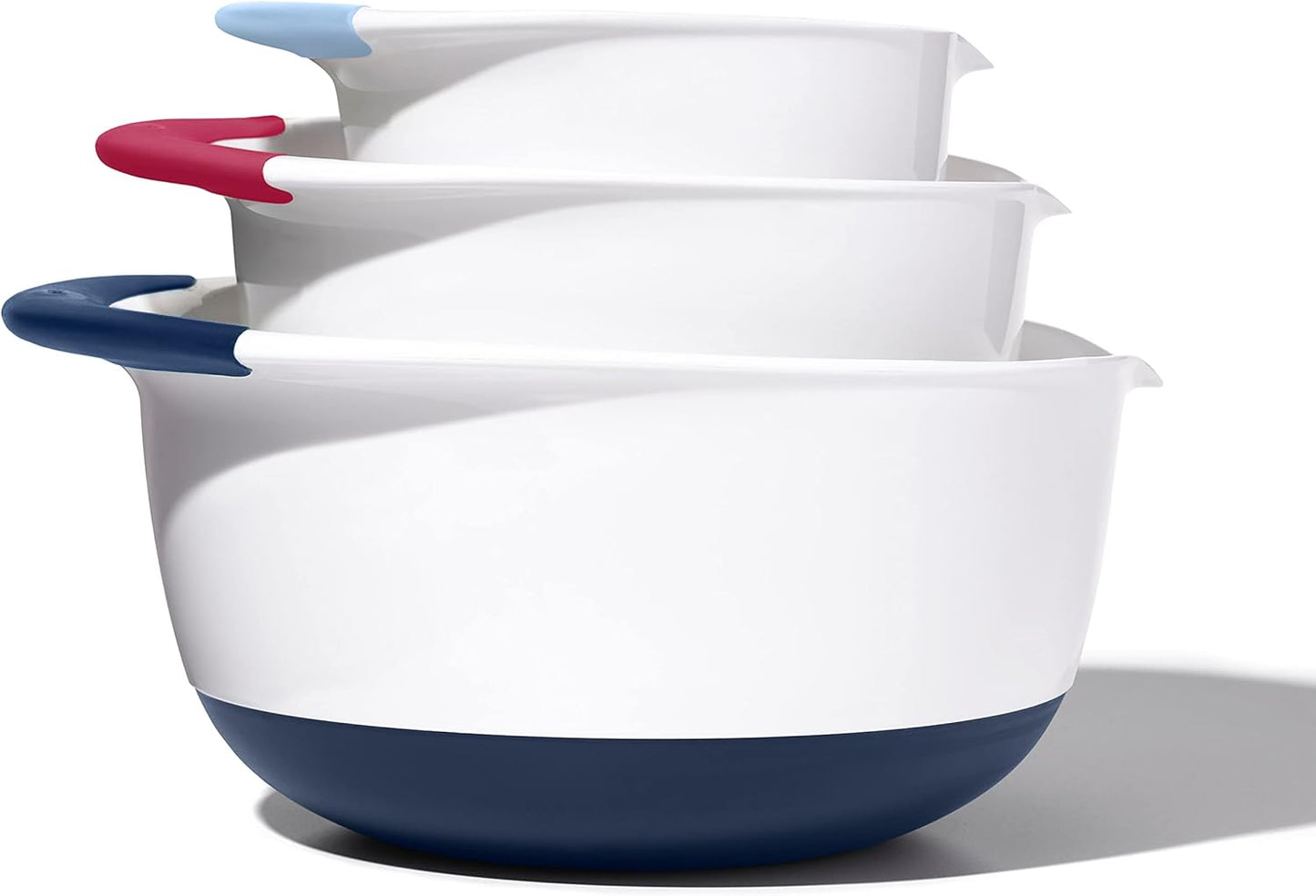 OXO Good Grips 3-Piece Plastic Mixing Bowl Set - Cadet Blue, Tower Gray, Jade, Small, Medium, Large