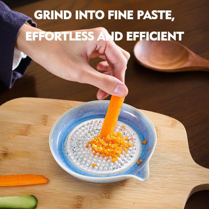 Premium Ceramic Garlic Grater Plate,Exquisitely Handcrafted Ginger Grater Plate,Modern Design Multipurpose Grinder Plates Burnishing Machine for Fruits Vegetables Ginger Garlic Onion (White)