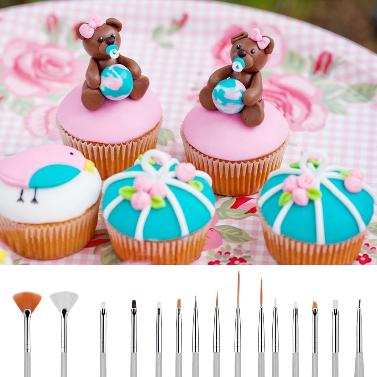 30 Pcs Cake Decorating Brushes Food Safe Paint Brushes Multiple Function Fondant Brush Cookie Brush DIY Tool Set Icing Pastry Brushs for Painting Baking (Black, White)