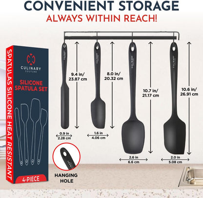 4-Piece Silicone Baking Spatula Set - Rubber Spatulas Silicone Heat Resistant, BPA-Free - Spatula Set for Nonstick Cookware - Baking Essentials