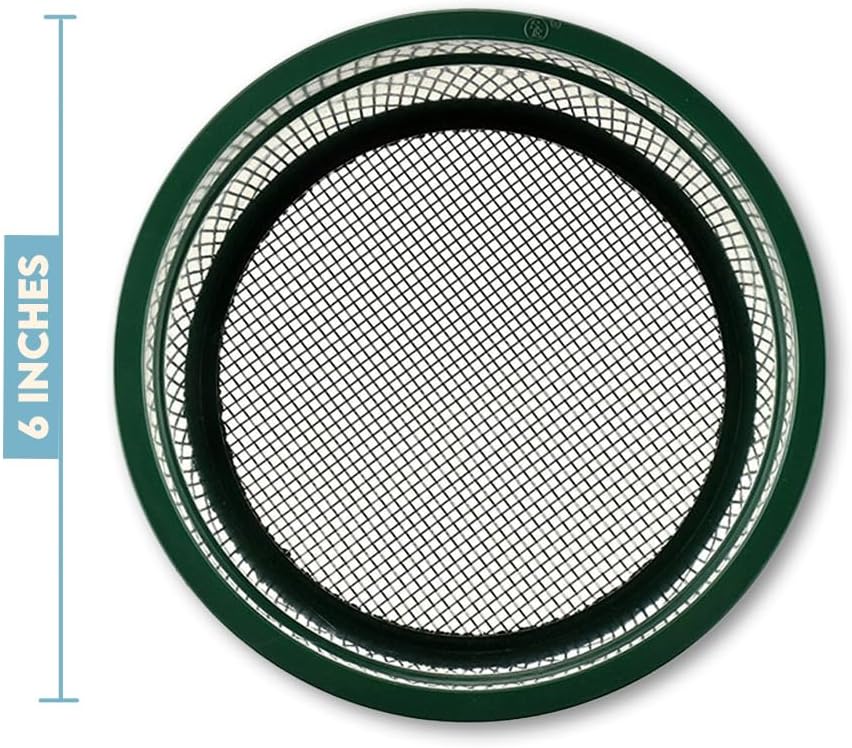 SE 5.5 Inch Mini Stackable Classifier Gold Prospecting Pan - 50 Holes/Square Inch Stainless Steel Mesh Sifting Pan, Green