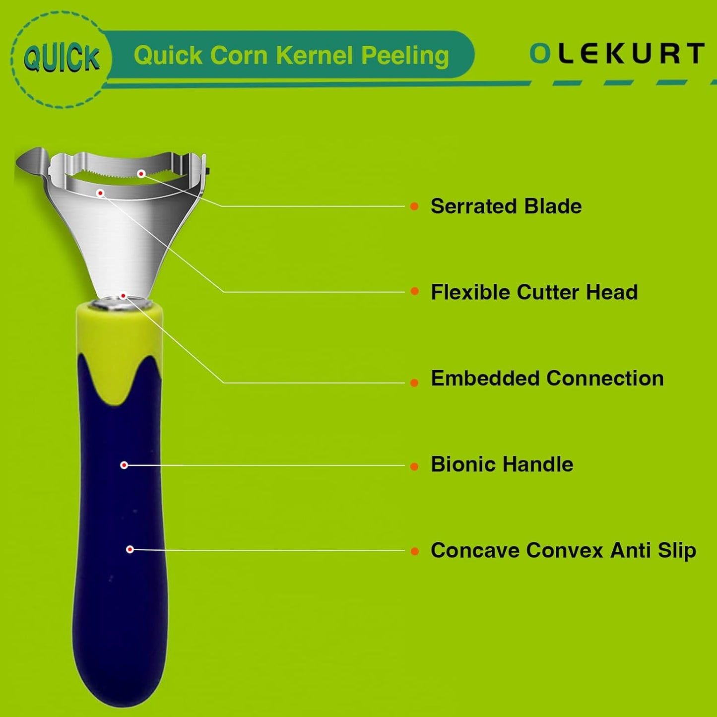 Corn Shaped Corn Stripper, Corn Peeler for Corn on the Cob Remover Tool, Corn Thresher with Good Grips (Green-yellow)…