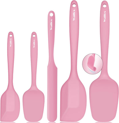 Walfos Silicone Spatula Set of 5 - (600°F) High Heat Resistant Kitchen Scraper Spatulas, One-Pieces Seamless Design, Perfect for Cooking Mixing & Baking - BPA Free and Dishwasher Safe,black