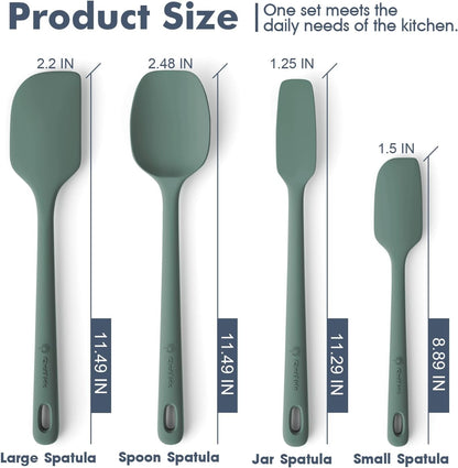 ChefAide 5 Pieces Silicone Spatula Set, Food Grade Rubber Spatula, Upgrade Strong Handle with Ergonomic Grip, Heat Resistant Up to 600°F for Nonstick Cookware, Cooking