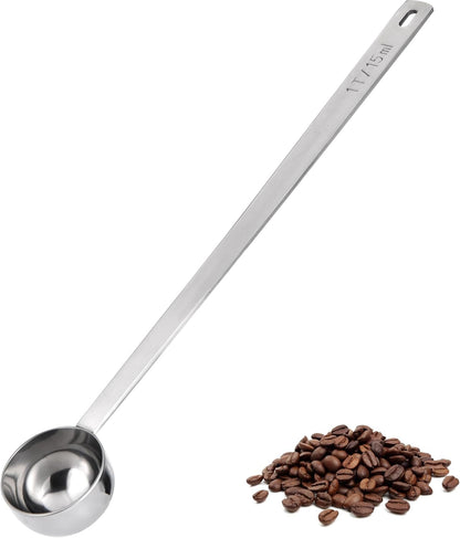 U-Taste Coffee Scoop 1 Tablespoon: 18/8 Stainless Steel Measuring Scooper for Ground Coffee, Bean, Powder, Espresso, 4.3in Long Handle Metal Measure Spoon for Canister, Jar (1Tbsp/15ml)