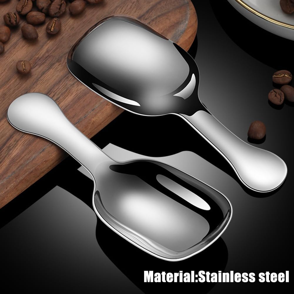 Ouliget Stainless Steel Coffee Scoop, Ground Coffee Measure Scoop Set,Bean Espresso Milk Powder Tea Short Handled Scoop, Suitable For Kitchen Stainless Steel Spoon,20ml,2 Pieces