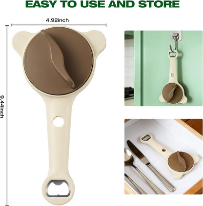 RAIN SPIRIT Adjustable Jar Opener for Seniors & Weak Hands – Ergonomic Manual Bottle Cap Opener for Small to Large Lids (1"-3.5") – Multifunction Kitchen Tool for Arthritic Hands, Beer, Sauces & Jars