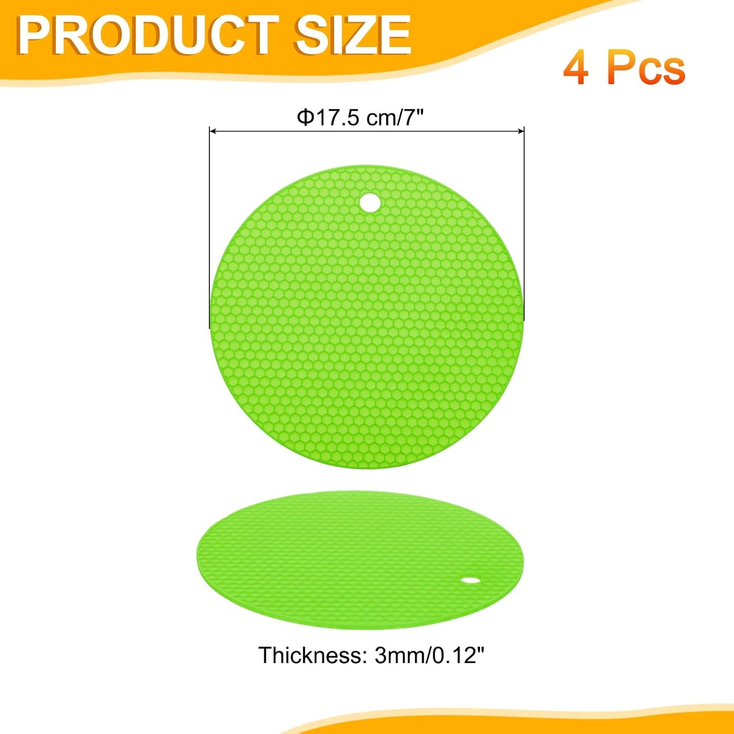 uxcell 4pcs Silicone Jar Opener Pads, 17.5cm/7" Texture Can Opener Multipurpose Round Bottle Lid Opener Non-Slip Coasters for Weak Hands Seniors Children, Black