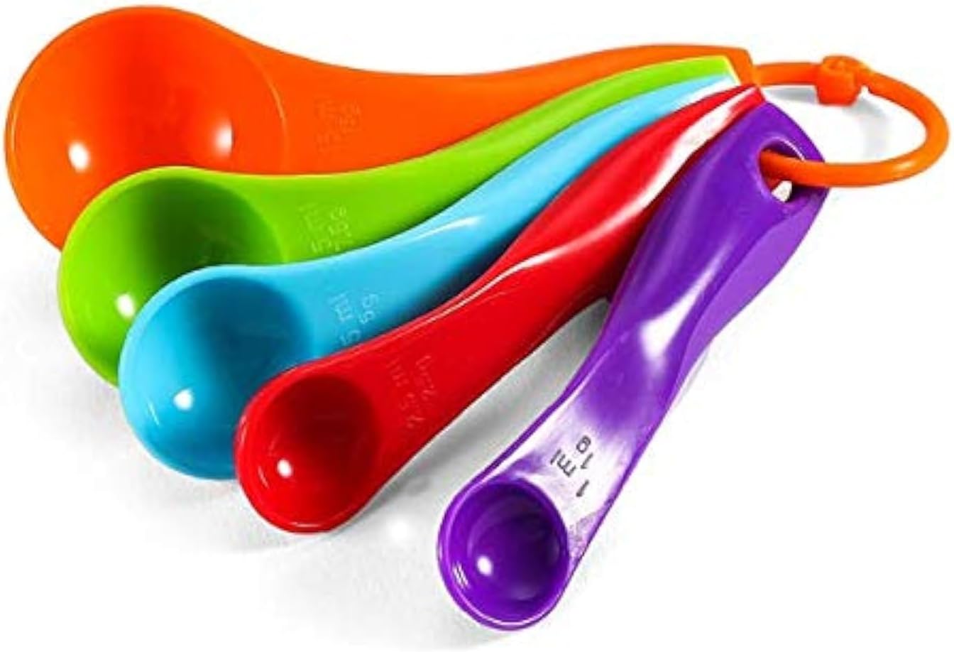 5 Pcs Colorful Plastic Measuring Spoons Plastic Teaspoon 1/2.5/5/7.5/15ml Measuring Spoon for Baking Coffee Tea, Measure Tool, Kitchen Accessories