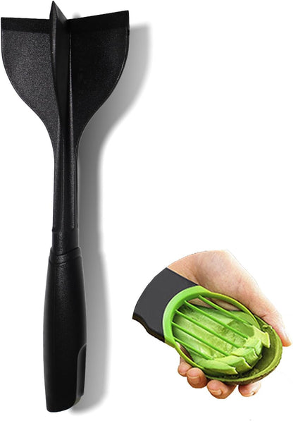 QPQ Good Grips Scoop And Avocado Masher Tool , Guacamole Masher- Slicing & Smashing, Ergonomic Non-Slip Handle, Perfect for Guacamole, Soft Fruits & Vegetables (Black)（Gift 3-in-1 Avocado Slicer）