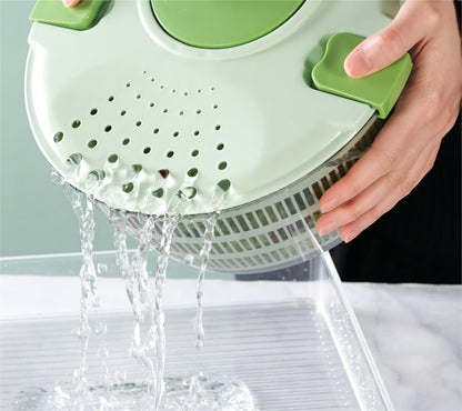 Salad Spinner-wash，Spin & Dry Salad Greens，Fruit & Vegetable wash，4.2qt.（green)…
