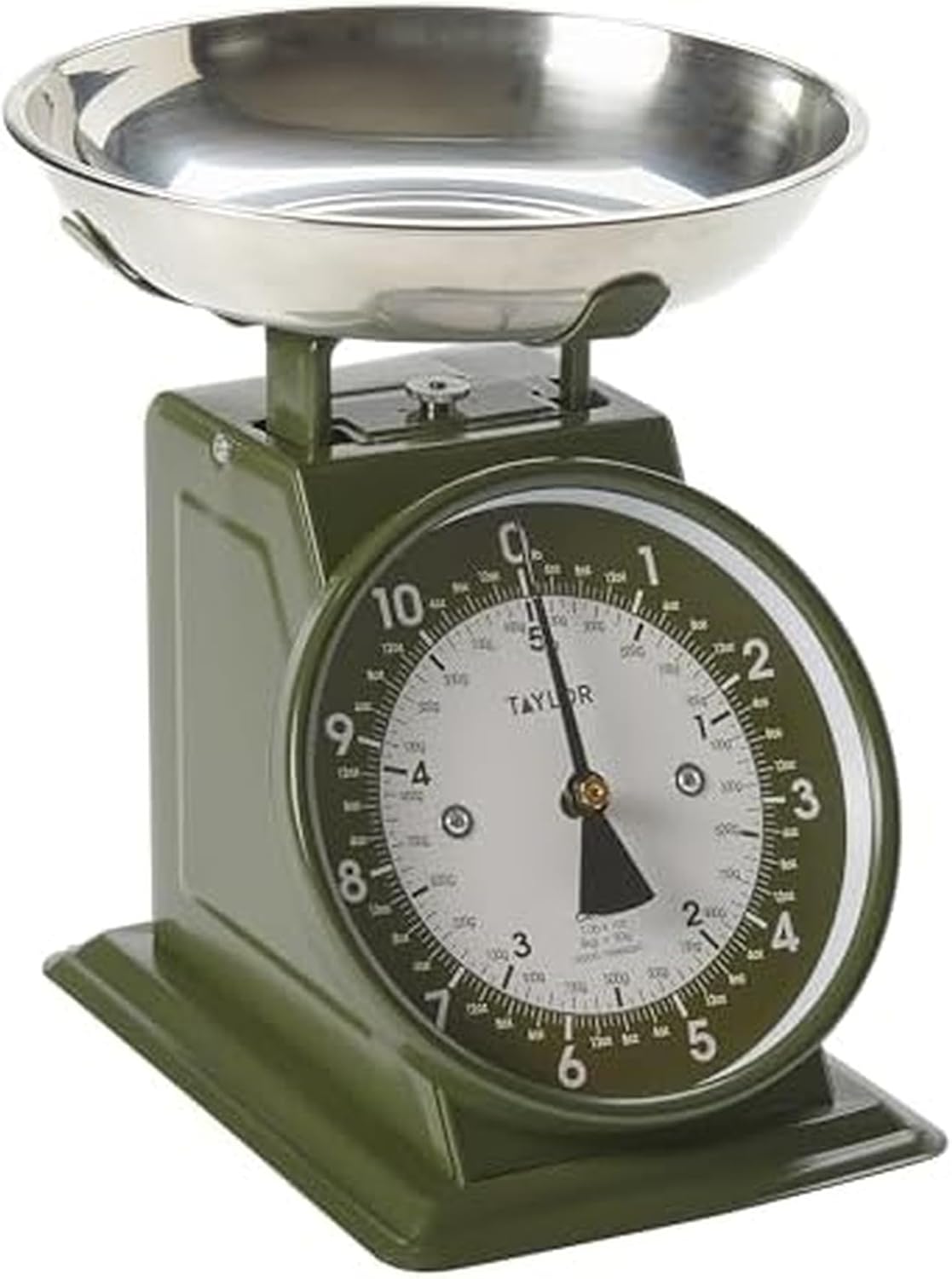 Taylor Mechanical Kitchen Food Scale with Bowl, Weighs Up to 11lbs, Measures in Grams and Ounces, Analog Cooking Scale for Baking, Black and Silver