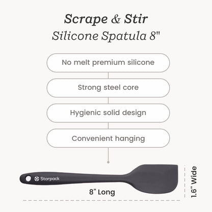 Starpack 'Scrape and Stir' Silicone Rubber Spatula Set (4-Piece) - LFGB Non Toxic, 600°F Heat Resistant, BPA-Free, One-Piece Kitchen Baking Spatulas - Dishwasher Safe for Nonstick Cookware Earthy Pink