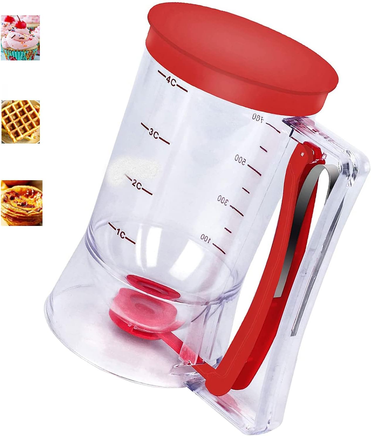 Batter Dispenser with Squeeze Handle For Cupcake, Waffle, Pastry, Pancake, Cookie, Cake, Batter Cream Separator Cup Measuring Baking Tool