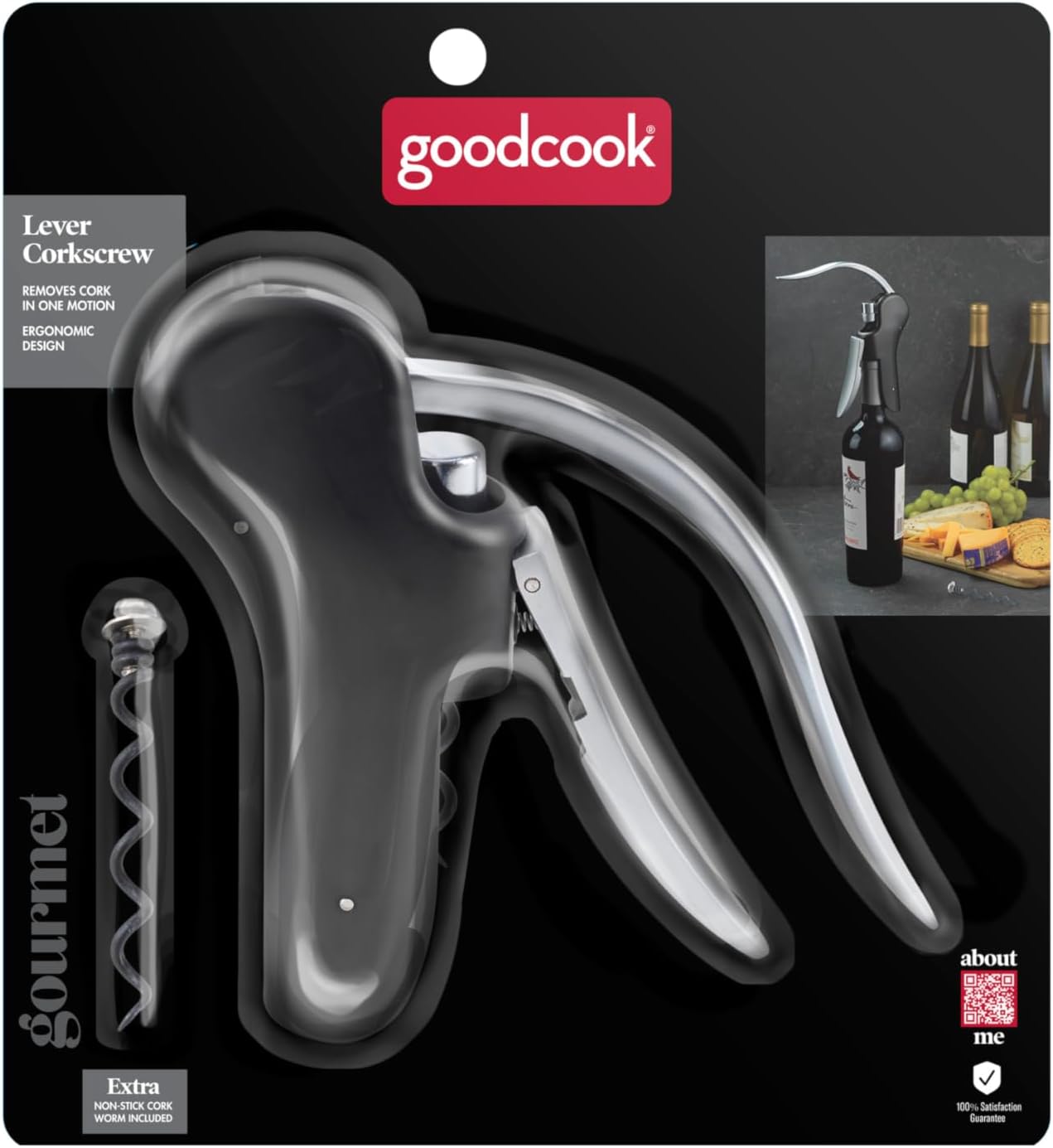 GoodCook Gourmet Deluxe Winged Corkscrew, Stainless Steel Worm, Universal Fit For All Cork Sizes