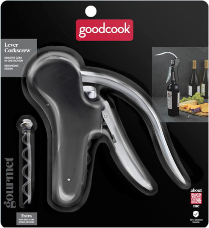 GoodCook Gourmet Deluxe Winged Corkscrew, Stainless Steel Worm, Universal Fit For All Cork Sizes