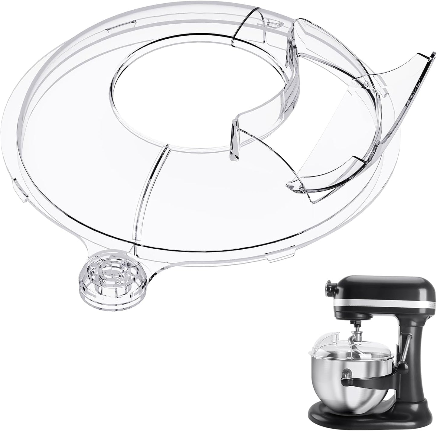 Pouring Shield for KitchenAid Tilt Head 4.5-5 QT (for Stainless Steel Bowls Only), for Kitchen aid Accessories and Attachments, Fully Enclosed Foldable Lid Mixer Bowl Cover & Flour Funnel