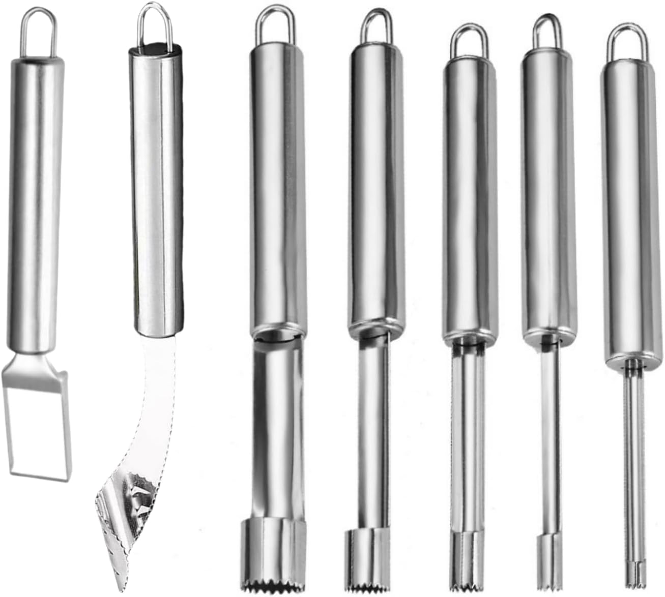 Fruit and Vegetable Corer Tool, Multi-Function Stainless Corer and Pitter Remover Set for Apple, Chili Kernel Remover Fruit Slicer for Kitchen